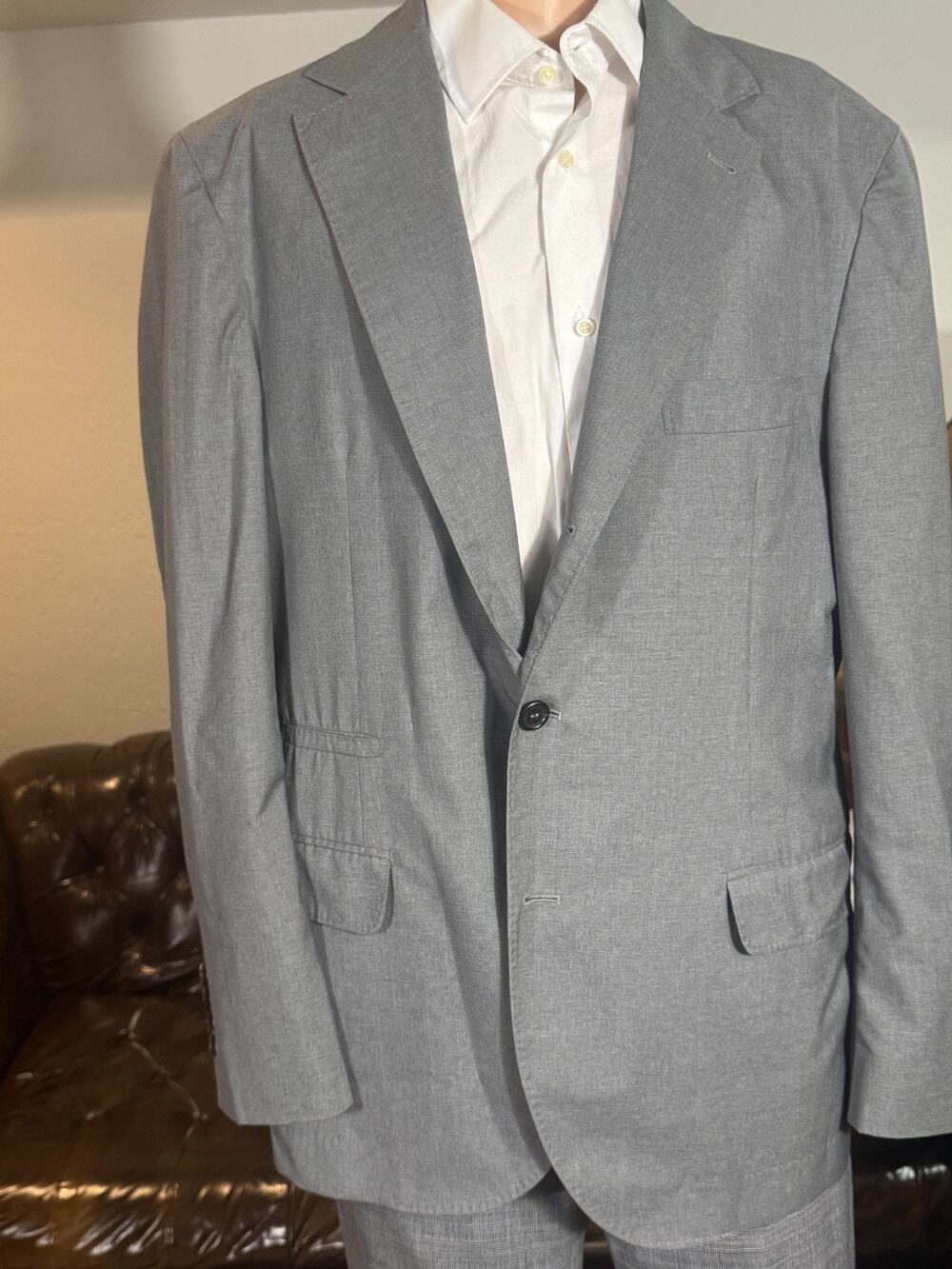 Brunello Cucinelli Gray Wool Silk Deconstructed Blazer Sport Jacket 54 44R Men's